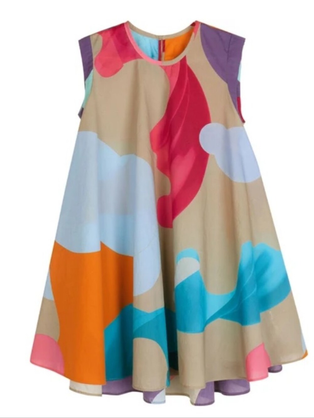 JNBY Kids Cream All-Over Print  Dress, with Back Button Closure, S 8-10